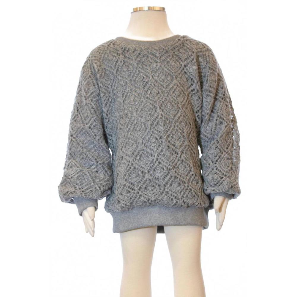 NEW ML KIDS girls' diamond knit sweater in grey